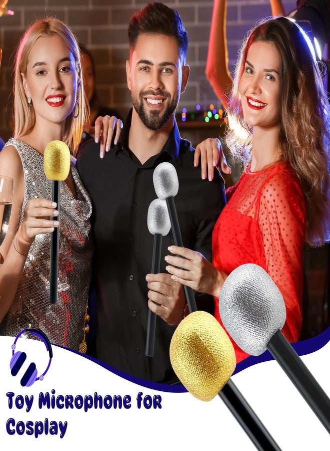 Haconba 8 Pack Microphone Toy Fake Plastic Glitter Stage Mic Costume Prop for Stage Play Cosplay Prop Birthday Disco Theme Party Favors (color set 4) - Image 4